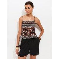 New Look Louis Linen Ruffle Tie Shorts - Black