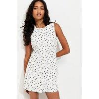 New Look Polka Dot Denim Mini Dress - White