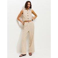 New Look Striped Wide Leg Trousers - Cream