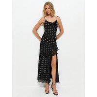 New Look Polka Dot Cowl Neck Midi Dress - Black