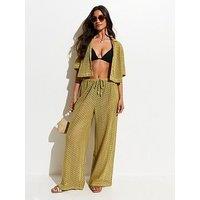 New Look Green Crochet Knit Wide Leg Co-Ord Trousers