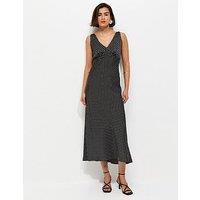 New Look Spot Print Satin V-Neck Midi Dress - Black/White
