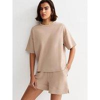 New Look Mink Premium Side Split Shorts - Mink