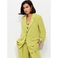 New Look Ruched Sleeve Blazer - Bright Green