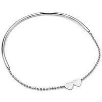 Say It With Detachable Double Heart Choker Necklace - Silver