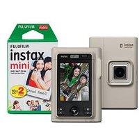 Fujifilm Instax Mini Liplay Plus Hybrid Instant Camera + 20 Shot Film Pack Beige