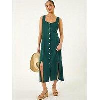 Roman Petite Linen Blend Buttoned Midi Dress