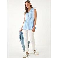 Roman Pintuck Notch Neck Top