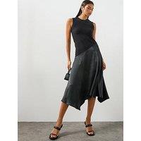 Allsaints Pia Asymmetric Satin Dress - Black