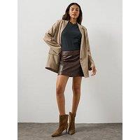 Allsaints Renai Leather Mini Skirt - Brown