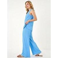 Roman Dusk Textured Wide Leg Stretch Trouser