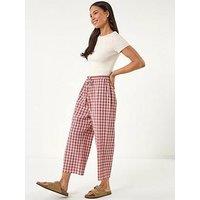 Roman Petite Gingham Stretch Cropped Trouser