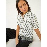 Roman Petite Border Print Button Blouse