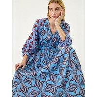 Roman Abstract Print V-Neck Maxi Dress
