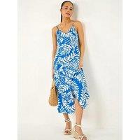 Roman Petite Leaf Print Strappy Midi Dress