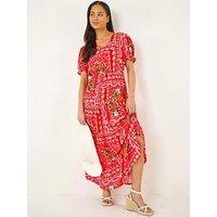 Roman Petite Abstract Print Midi Dress