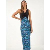 Roman Twist Front Stretch Midi Dress