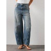 Allsaints Carter Stripe Barrel Leg Jeans - Blue