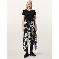 Allsaints Loria Raw Edge Maxi Skirt - Black
