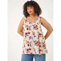 Roman Curve Ditsy Floral V-Neck Top