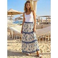 Roman Floral Contrast Print A-Line Skirt