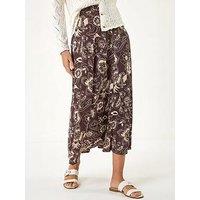 Roman Paisley Swirl Print Midi Skirt
