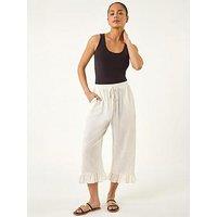 Roman Petite Cotton Cropped Frill Hem Trouser
