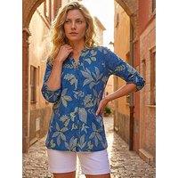 Roman Leaf Print Cotton Blouse