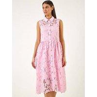 Roman Lace Shirt Belted Dress