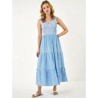 Roman Dusk Gingham Tiered Midi Dress