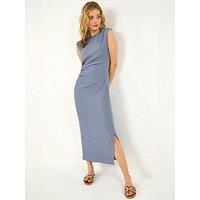 Roman Dusk Textured Ruched Midi Dress