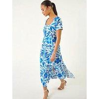 Roman Petite Floral Button Front Midi Dress