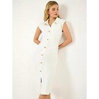 Roman Dusk Collared Ribbed Midi Dress