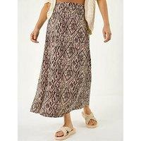 Roman Abstract Diamond Print Midi Skirt