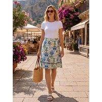 Roman Tile Print A-Line Skirt