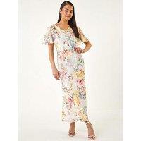 Roman Petite Floral Cowl Neck Midi Dress