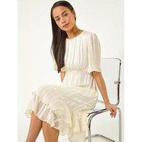 Roman Petite Stripe Frill Hem Midi Dress