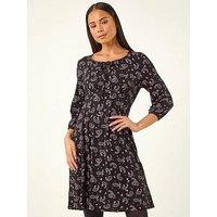 Roman Petite Paisley Print Tie Front Dress