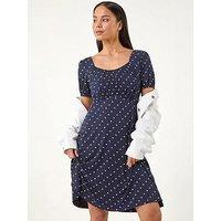 Roman Petite Floral Polka Dot Stretch Dress