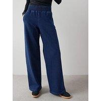 The Very Collection Denim Elasticated Wide Leg Jeans - Dark Wash
