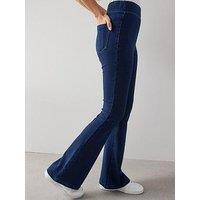 The Very Collection Denim Elasticated Flare Leg Jeans - Dark Wash