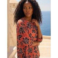 Roman Floral Print Tunic Top