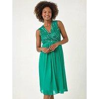 Roman Embellished Beaded V-Neck Maxi Dress