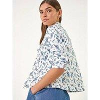 Roman Floral Print Bengaline Denim Jacket