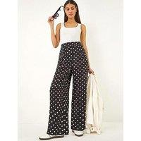 Roman Spot Print Wide Leg Trouser