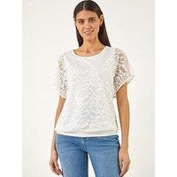 Roman Lace Stretch Banded Hem Top