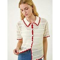 Roman Collar Button Knit Top