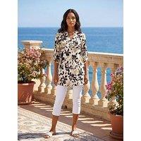 Roman Floral Buttoned V-Neck Top