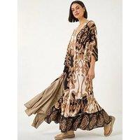 Roman Boho Border Print Maxi Dress