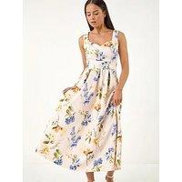 Roman Petite Floral Print Premium Stretch Midi Dres